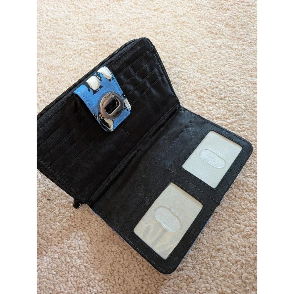 Vera Bradley Playful Penguins Blue Quilted Cotton All In One Crossbody Wallet - Picture 3 of 9